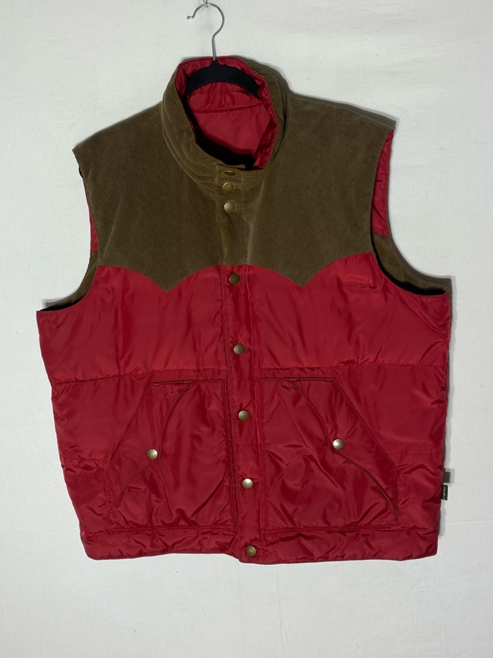 Vintage Eddie Bauer Red Brown Reversible Puffer Vest W Goose Down Filling XL